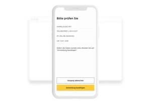 Auf dem Mobile Device wird ein Schritt der Zugangsdaten-Personalisierung gezeigt