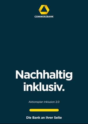 Coverbild des Aktionsplans Inklusion 2.0 mit der Aufschrift "Nachhaltig inklusiv"